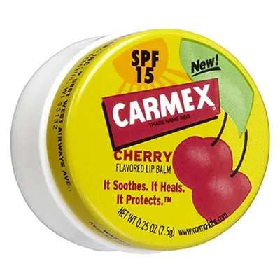 Carma Laboratories Carmex, Flavored Lip Balm Cherry (Balsam do ust w słoiczku o smaku wiśniowym)