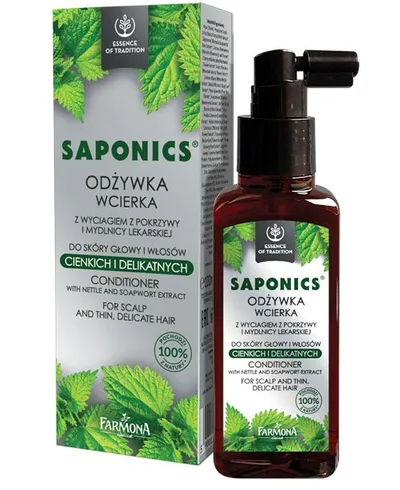 Saponics Odżywka wcierka z wyciagiem z pokrzywy i mydlnicy lekarskiej do skóry głowy i włosów cienkich i delikatnych