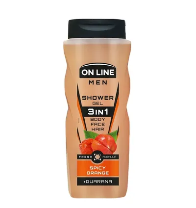 On Line Men, Spicy Orange, Shower Gel 3 in 1 (Korzenne pomarańcze, Żel pod prysznic 3w1)