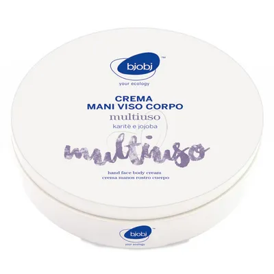 Bjobj Crema Mani Viso Corpo con Karite e Jojoba Bio (Organiczny multikrem z masłem shea i olejkiem jojoba do twarzy, rąk i ciała)