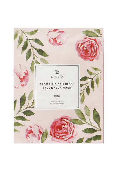 Obed Aroma Bio Cellulose Face & Neck Mask (Różana  maseczka  z biocelulozy na twarz i szyję)