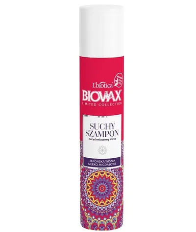 L'biotica Biovax Limited Collection, Japońska wiśnia & mleko migdałowe, Suchy szampon