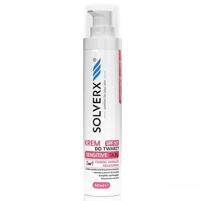 Solverx Sensitive Skin, Krem do twarzy 3 w 1 z SPF 50+