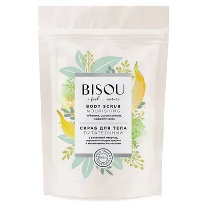 Bisou I Feel Nature, Nourishig Body Scrub (Odżywczy peeling do ciała z miąższem bananowca, pudrem lucum i pestkami malin)