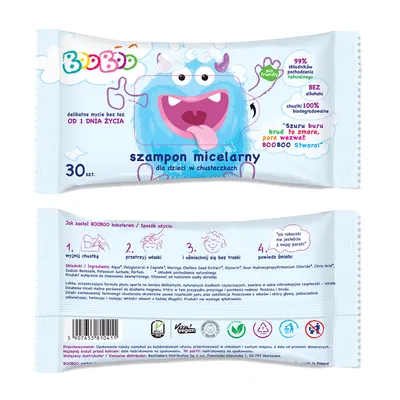 BooBoo Micelarny szampon dla dzieci  w chusteczkach