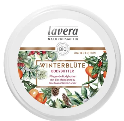 Lavera Winterblüte, Bodybutter Pflegende mit Bio-Mandarine & Bio-Kokosblütenzucker (Masło do ciała z mandarynką i cukrem kokosowym)
