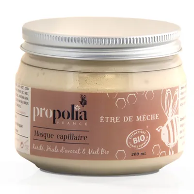 Beeyes Propolia, Etre de Meche, Masque Capillaire (Maska organiczna do włosów z miodem, masłem shea i olejkiem z awokado)