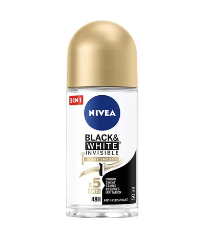 Nivea Black & White Invisible Silky Smooth, Antyperspirant w kulce 48h (nowa wersja) (antyperspirant damski w kulce)