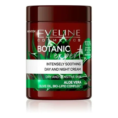 Eveline Cosmetics Botanic Expert,  Intensywnie łagodzący krem do twarzy na dzień i na noc `Aloes, oliwa z oliwek, Bio-lipid complex`