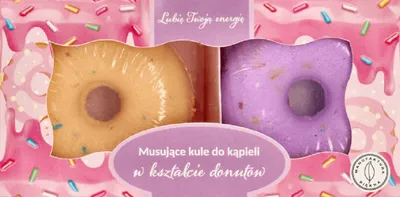 Manufaktura Piękna Musujące kule do kąpieli w kształcie donutów z olejkami `Lubię Twoją energię`