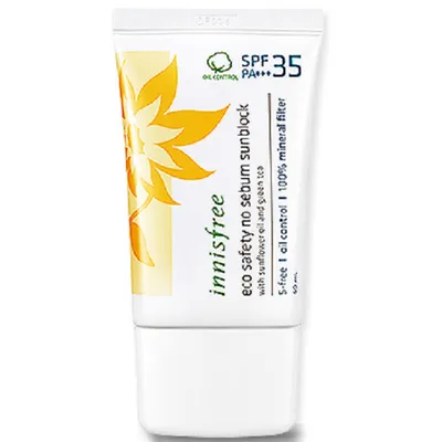 Innisfree Eco Safety, No Sebum Sunblock SPF35 PA+++ (Krem do opalania z filtrem SPF35 PA+++)