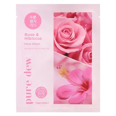 Tony Moly Pure Dew, Rose & Hibiscus Moist Mask Sheet (Maska w płacie do twarzy)