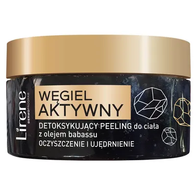 Lirene Dermoprogram Węgiel Aktywny, Detoksykujący peeling do ciała z olejem babassu `Oczyszczenie i ujędrnienie`