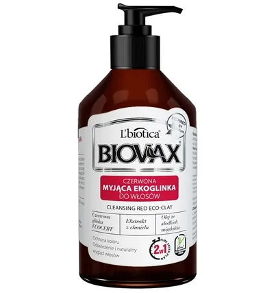 L'biotica Biovax Czerwona myjąca ekoglinka do włosów