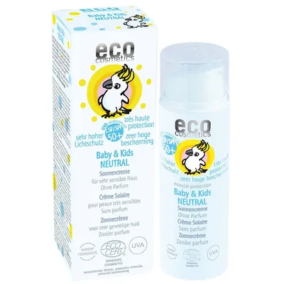 Eco Cosmetics Kids, Baby & Kids Neutral Suncream SPF 50+ (Krem przeciwsłoneczny SPF 50+ dla dzieci i niemowląt)