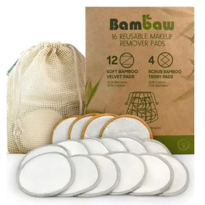 Bambaw Reusable Makeup Remover Pads (Wielorazowe waciki kosmetyczne bambusowo- bawełniane)