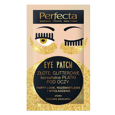 Perfecta Eye Patch, Złote glitterowe koreańskie płatki pod oczy
