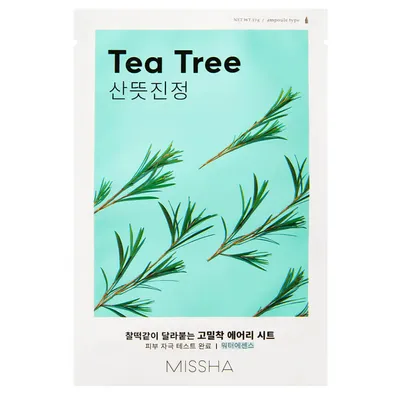 Missha Airy Fit, Face Mask Tea Tree (Łagodząca maseczka w płachcie z ekstraktem z drzewa herbacianego)