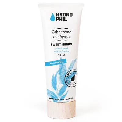 Hydrophil Zahncreme Sweet Herbs (Pasta do zębów `Słodkie zioła` z witaminą B12, bez fluoru)