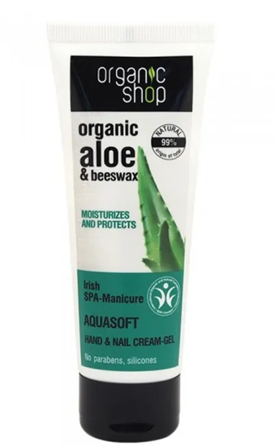 Organic Shop Aloe & Beeswax, Irish Spa-Manicure Hand & Nail Cream-Gel (Nawilżający krem-żel do rąk i paznokci `Irlandzkie Spa `)