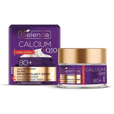 Bielenda Calcium + Q10, Skoncentrowany silnie regenerujący krem przeciwzmarszczkowy 80+