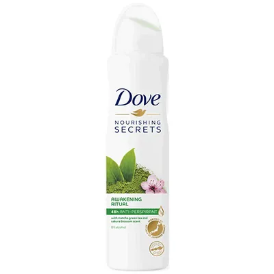 Dove Nourishing Secrets, Awakening Ritual, Matcha Green Tea & Sakura Anti-perspirant Spray (Antyperspirant w sprayu o zapachu zielonej herbaty matcha i kwiatu sakury)