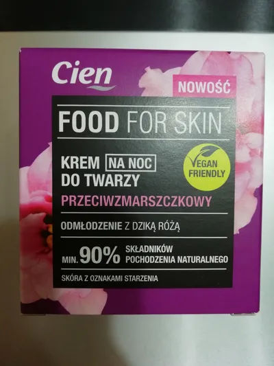 Cien Food for Skin, Krem do twarzy przeciwzmarszczkowy na noc `Odmłodzenie z dziką różą`