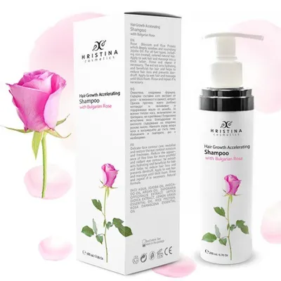 Hristina Hair Growth Accelerating Shampoo with Bulgarian Rose (Naturalny szampon wspomagający porost włosów z dodatkiem róży bułgarskiej)