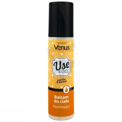 Venus Use & Go, Nawilżający balsam do ciała w sprayu `Wanilia & karmel`