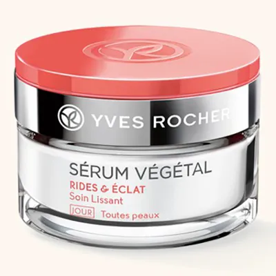 Yves Rocher Serum Vegetal, Rides et Eclat, Soin Lissant Jour Tous Types de Peaux (Krem wygładzający zmarszczki na dzień)