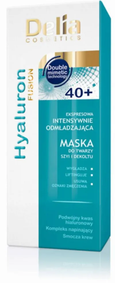 Delia Hyaluron Fusion, Maska do twarzy, szyi i dekoltu odmładzająca