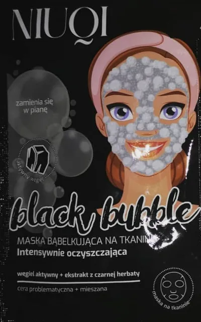 Niuqi Black Bubble, Maska bąbelkująca na tkaninie intensywnie oczyszczająca
