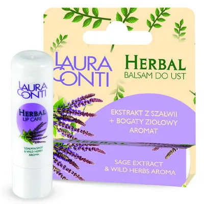 Laura Conti Herbal, Balsam do ust `Ekstrakt z szałwii + bogaty ziołowy aromat`