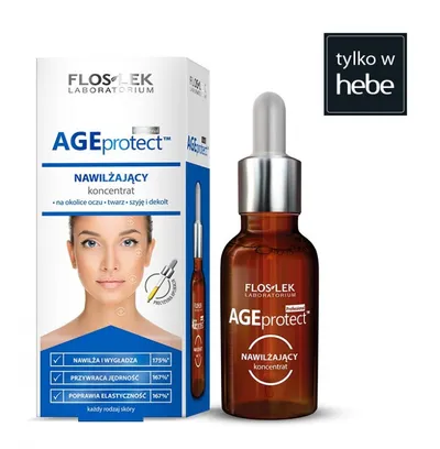 Floslek AGEProtect Professional, Nawilżający koncentrat na okolice oczu, twarz, szyję i dekolt