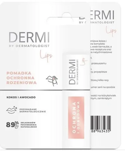 Dermi by Dermatologist Lips, Kokos i Awokado, Pomadka ochronna rdzeniowa