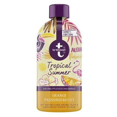 T by Tetesept Tropical Summer, Orange Passionsfrucht Aroma-Pflegeschaumbad (Płyn do kąpieli o tropikalnym zapachu pomarańczy i marakui)