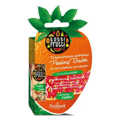 Tutti Frutti Wygładzająco-ochronny Peeling Balm do ust z olejkami owocowymi `Pomarańcza i truskawka`