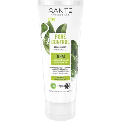 Sante Naturkosmetik Pore Control, Reinigungsgel mit BHA, Niacinamid Komplex & Bio-Grüner Tee (Żel zmniejszający pory do mycia twarzy)