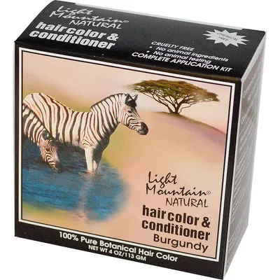 Light Mountain Natural Hair Color & Conditioner Burgundy (Henna do włosów z odżywką `Zebra`)