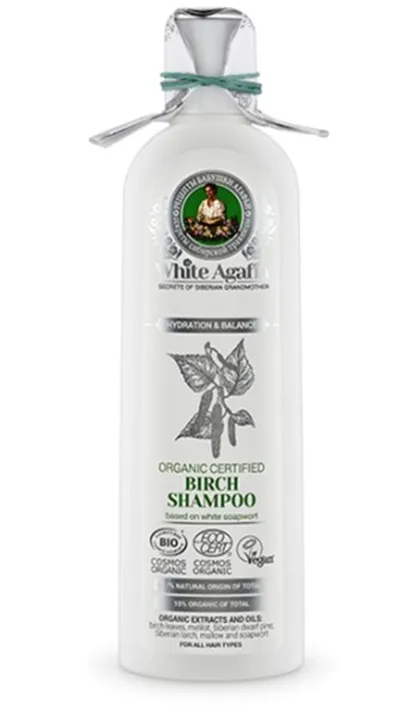 Receptury Babuszki Agafii White Agafia, Organic Certified Birch Shampoo (Biała Agafia, Organiczny szampon brzozowy do każdego rodzaju włosów)