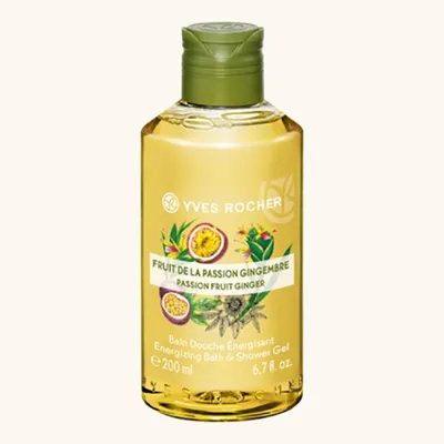 Yves Rocher Les Plaisirs Nature, Bain Douche Fruit de la Passion Gingembre (Energizujący żel pod prysznic i do kąpieli `Marakuja i imbir`)