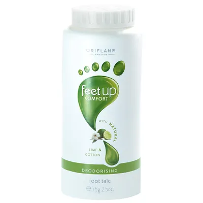 Oriflame Feet Up Comfort, Deodorising Foot Talc Lime & Cotton (Dezodorujący talk do stóp)