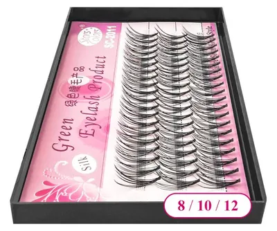 Stars Colors Green Eyelash Product Silk, Kępki rzęs mix długości  8-10-12 mm