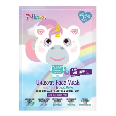 7th Heaven Unicorn Face Mask Yuzu Fruit Dubia Berry (Kojąco-odżywcza maseczka do twarzy  dla dzieci)
