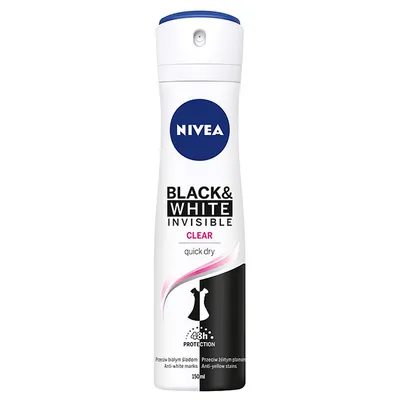 Nivea Invisible Clear, Black & White, Antyperspirant 48h w sprayu (nowa wersja)
