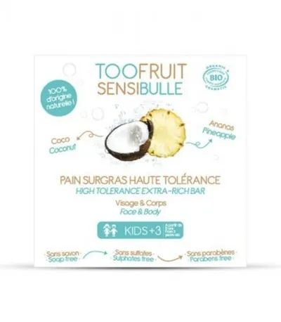 Toofruit Sensibulle, Pain Surgras Haute Tolerance `Ananas-Coco` (Kostka dermatologiczna `Ananas i kokos`)