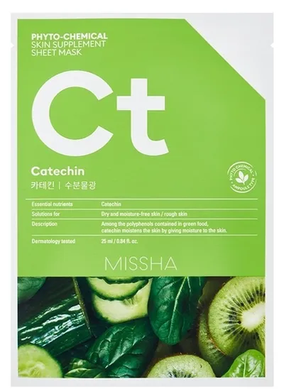 Missha Phytochemical Skin Supplement, Sheet Mask Ct Catechin/Hydrating (Łagodząco-nawilżająca maska w płacie)