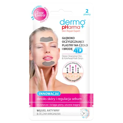 Dermo Pharma Skin Repair Expert, Głęboko oczyszczające plastry na czoło i brodę 4D