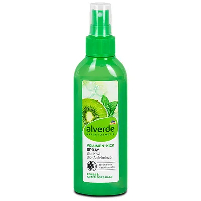 Alverde Volumen-kick Spray Bio-Kiwi & Bio-Apfelminze (Odżywka w sprayu do włosów cienkich i pozbawionych objętości)