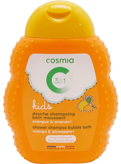 Cosmia Kids, Douche, Shampoing, Bain Moussant 3 en 1 Mangue & Ananas (Żel pod prysznic, szampon, płyn do kąpieli 3 w 1 `Mango i ananas`)